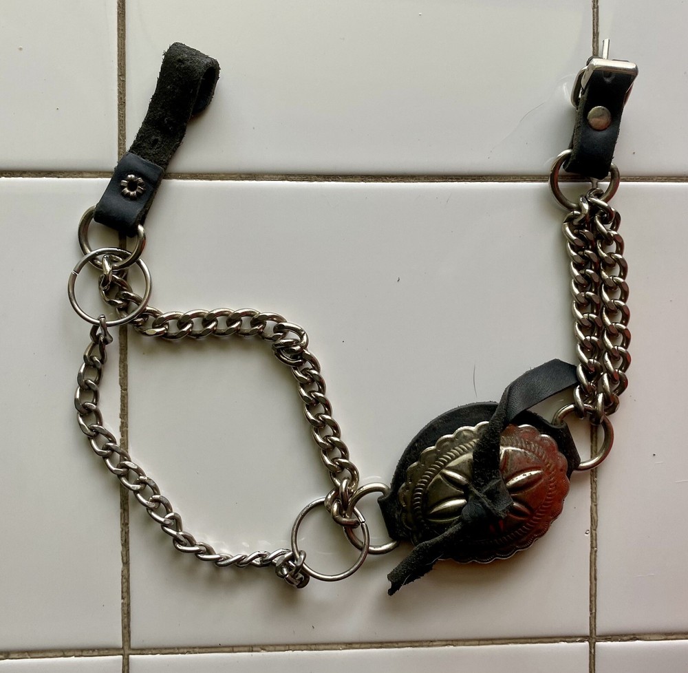 VINTAGE BOOT CHAIN (Black Leather & Chrome Chain)