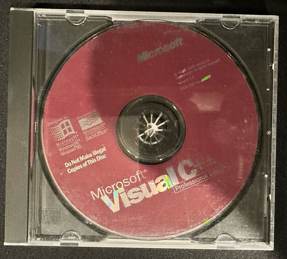 Microsoft Visual C++ 5.0 Professional Edition Disc w/ CD Key, Windows 95, 1997
