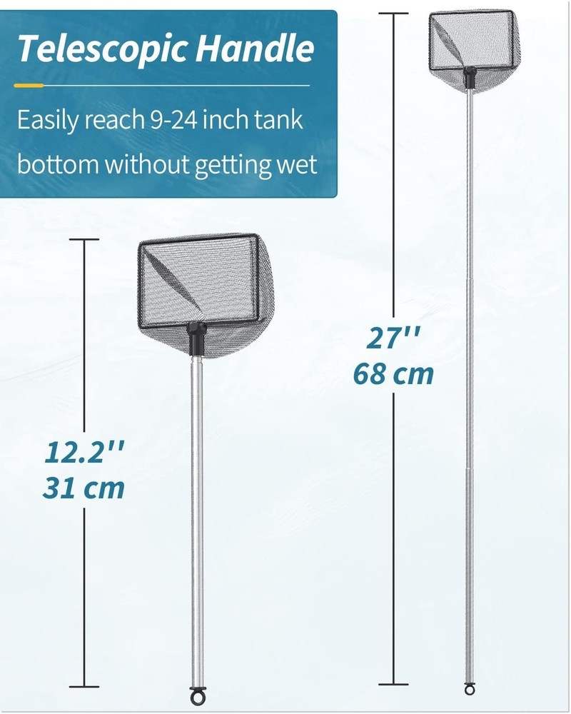 Versatile Fish and Debris Net with Telescopic Handle - 4 Inch Square Design
