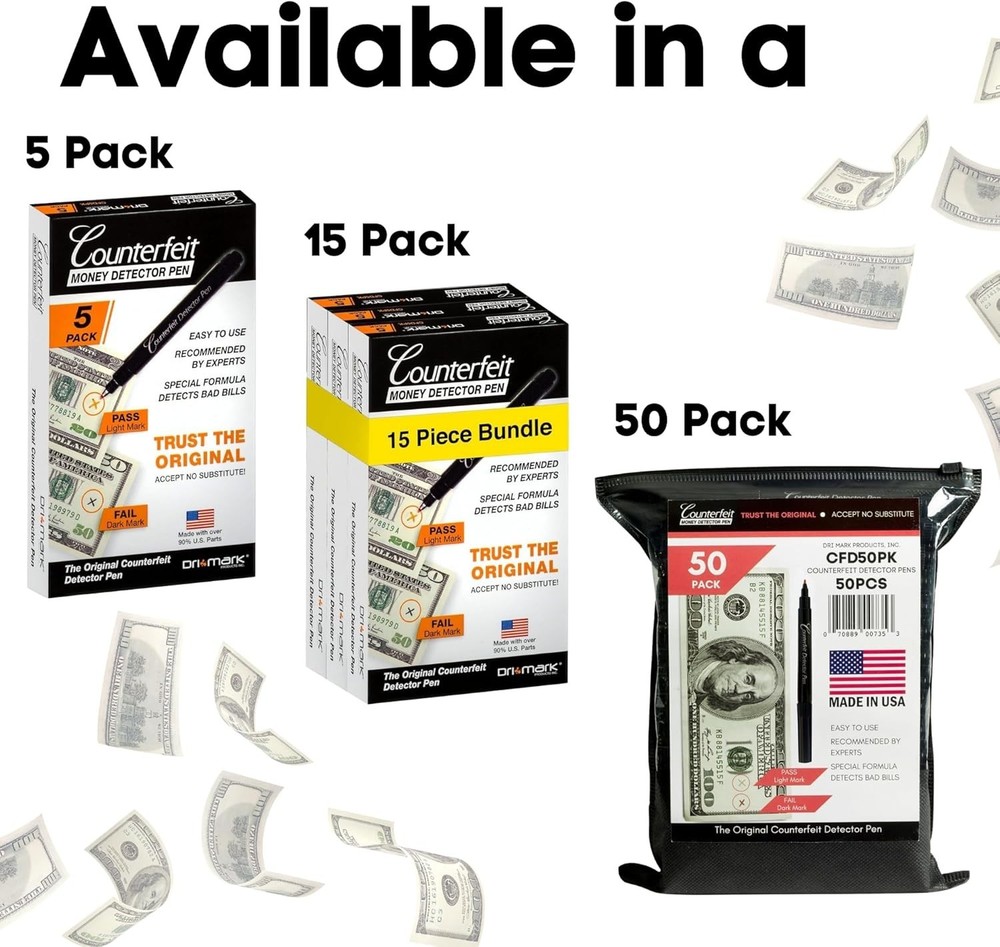 Durable 5-Pack Counterfeit Bill Tester Pens - Fast Detection & Prevention