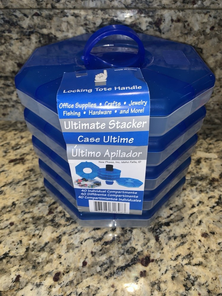 Tidy Crafts Ultimate Stacker Storage, Blue Octagon 40 Compartments