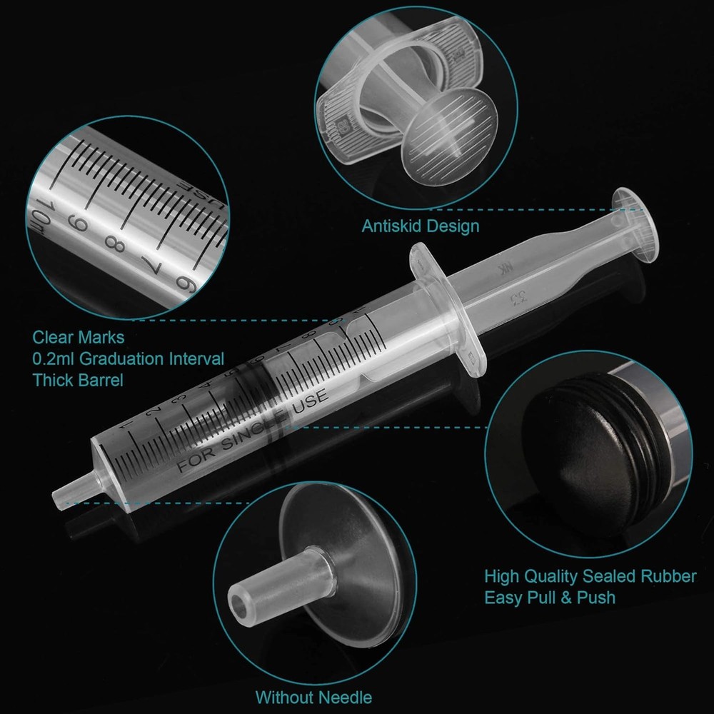 10ml Syringe Without Needle - 10 ml Small Plastic Syringes Sterile...