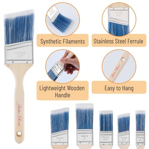 Bates- Paint Brushes, 2-Inch, 3 Pack, Angle Brushes, Treated Wood Handle,
