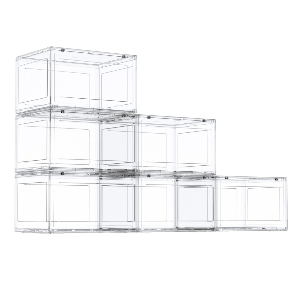 6-Packs Magnetic Drop Side Shoe Box Storage Containers Sneaker Display Cases