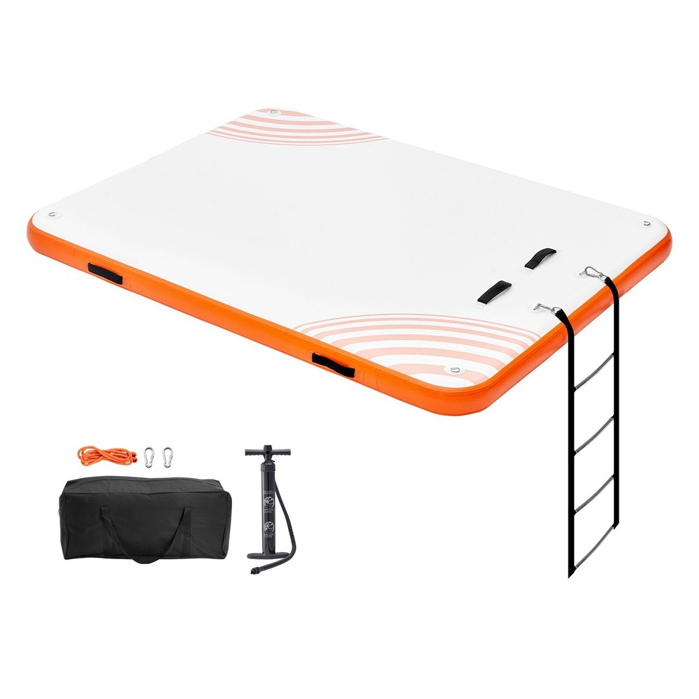 Inflatable Floating Dock 10x8FT Inflatable Dock Platform Mat with Ladder