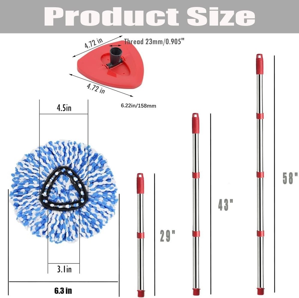 Spin Mop Head, Base, Handle Replacement for O-ceda EasyWring RinseClean Micro...
