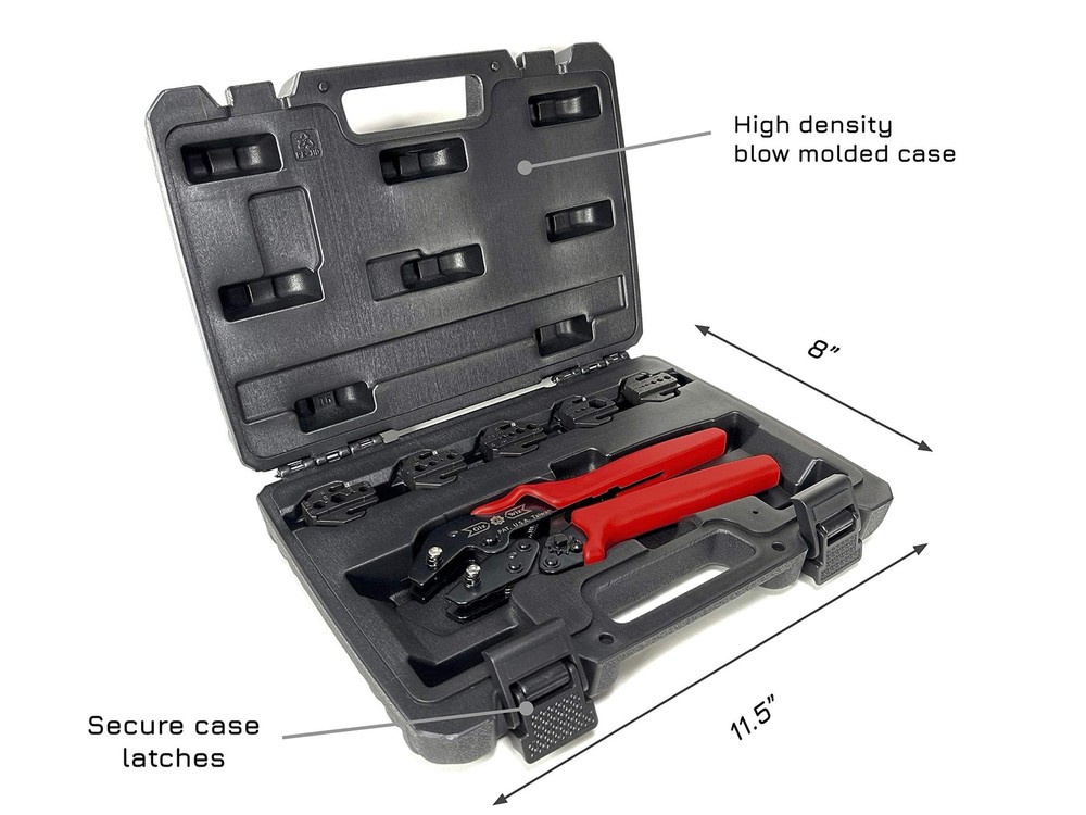 Ergonomic RF Coax Quick Change Portable Crimp Tool Kit 5 Interchangeable Die ...