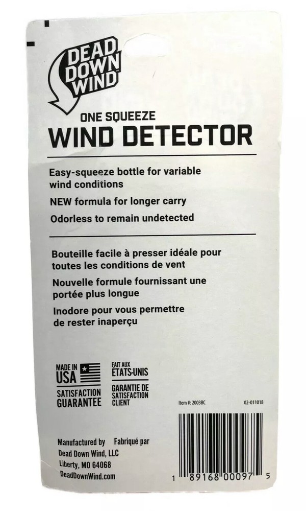 Dead Down Wind One Squeeze Premium Formula Wind Detector Odorless .98 oz Bottle