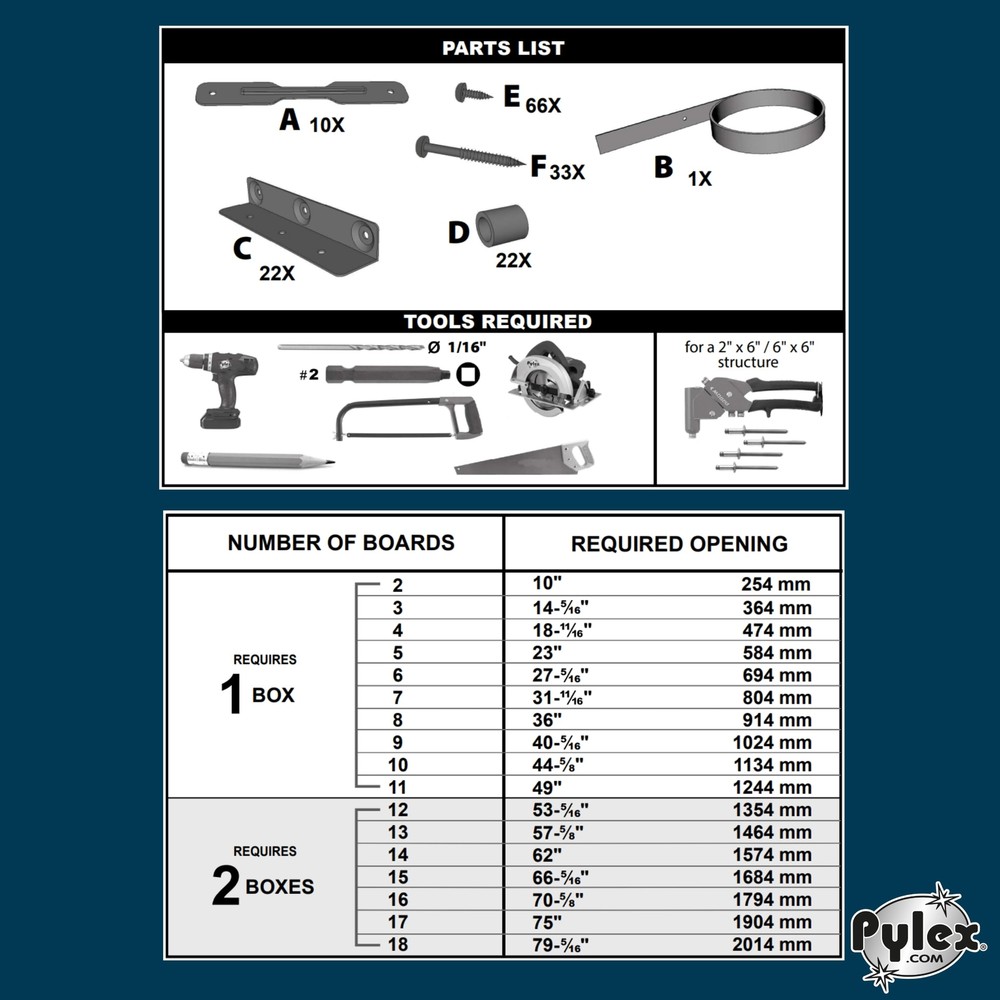 Pylex Deck Sunblind System 11060 Louvers Bracket Shutter Hardware Kit Up to