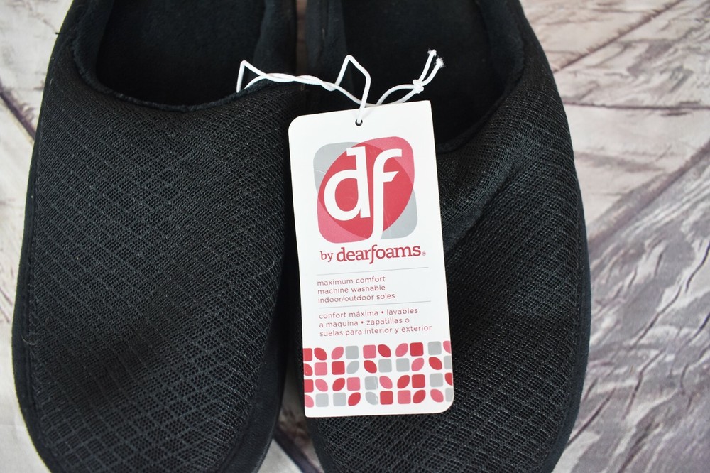 Dearfoams Small Memory Foam Slippers NWT Black