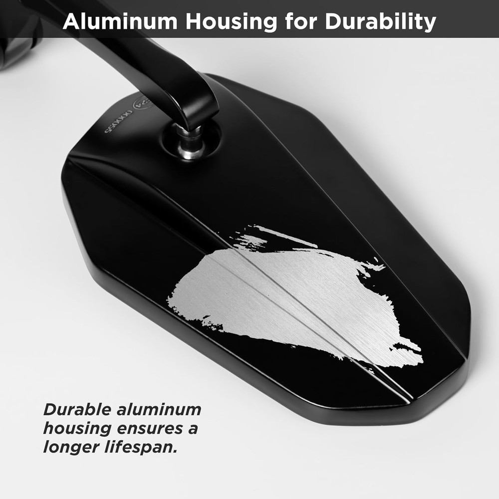 Motorcycle Mirrors, E24 E-Marked Bar End Mirrors 142 × 85 mm, Black