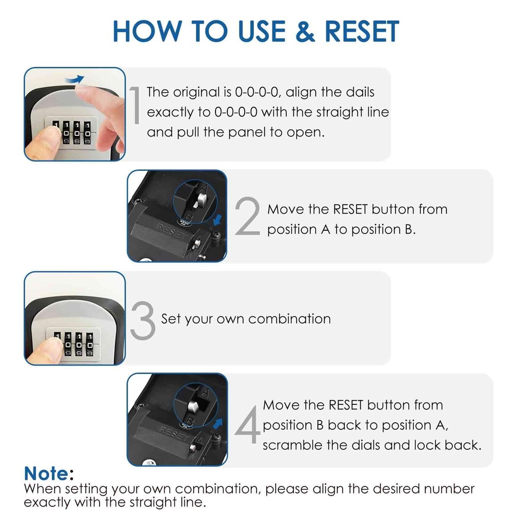 2 Pack Key Lock Box Combination 4-Digit Lockbox Wall Mount Outside Waterproof...