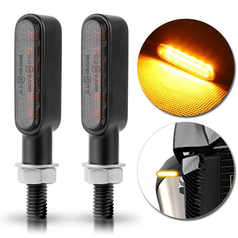 2PC Motorcycle LED Turn Signals Blinker Light Indicator Black Amber Universal