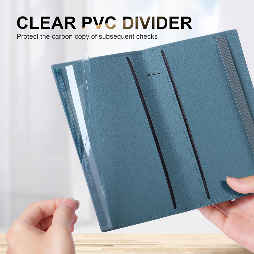 RFID Leather Checkbook Covers Personal Checkbook Holder for Duplicate Checks