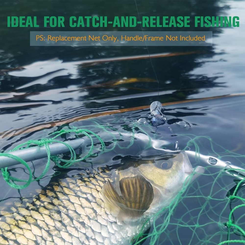 Foldable Fishing Landing Net Replacement Net for Freshwater Salt