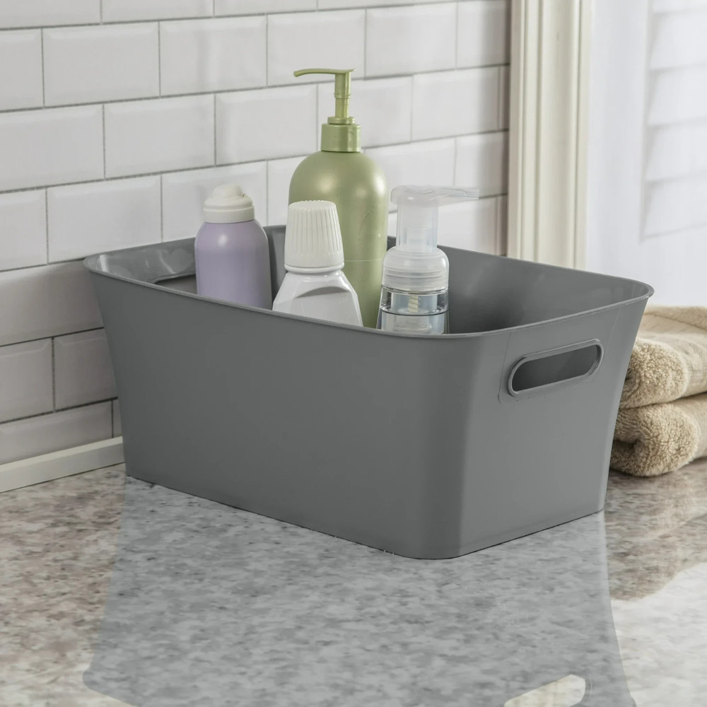 Open Plastic Storage Containers, Versatile Stylish Organizers , Gray 6 Pack