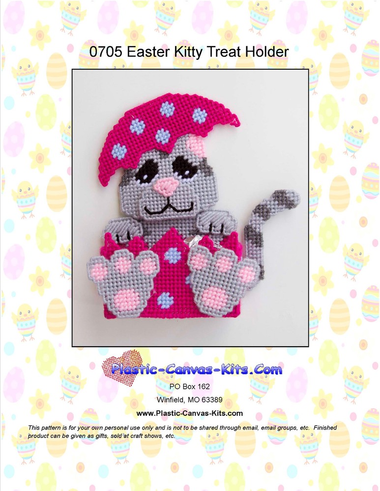 Easter Kitty Cat and Egg Treat Holder- Plastic Canvas Pattern or Kit