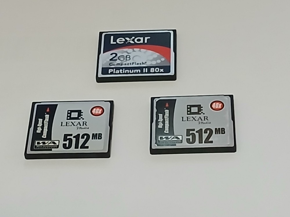 LOT OF 3 (THREE) COMPACT LEXAR FLASH CARDS
