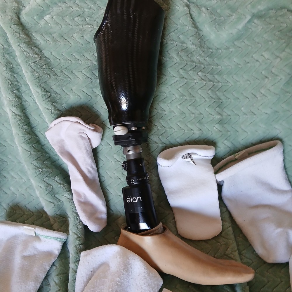 Blatchford Elan Prosthetic Foot with Multiple Liners and Socks