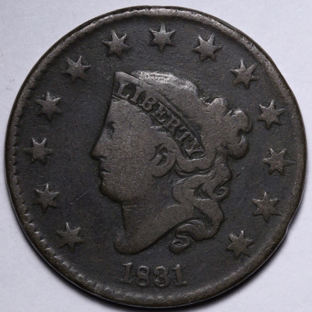 1831 Coronet Head Large Cent FINE E105 KQNM
