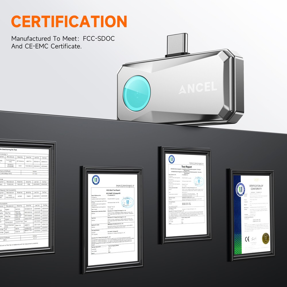 ANCEL IR101 Thermal Camera Infrared Thermal Imager for Android USB Type C Silver