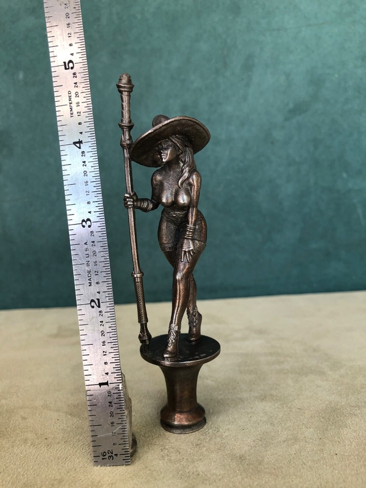Topless Witch With Staff Pipe Tamper/Figure, Solid Fine Pewter
