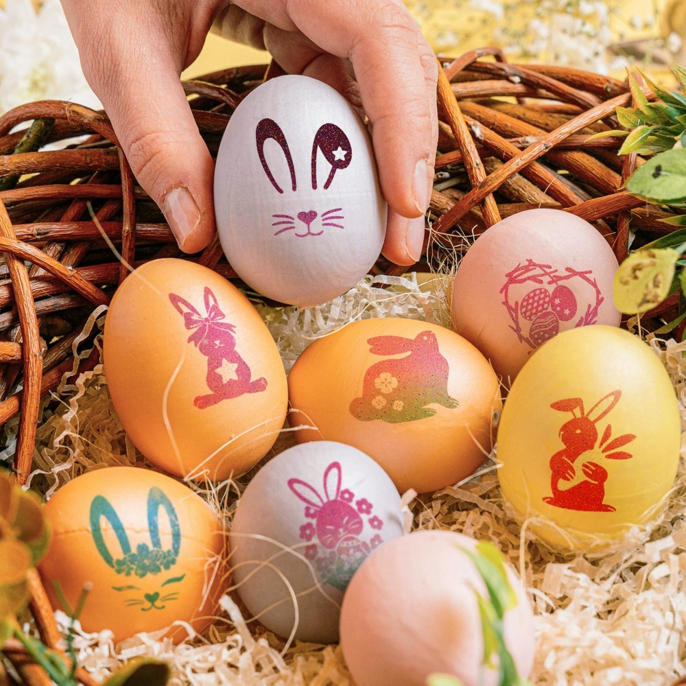CHARLENT Glitter Easter Pre-Cut Temporary Tattoos for Standard, Multicolor