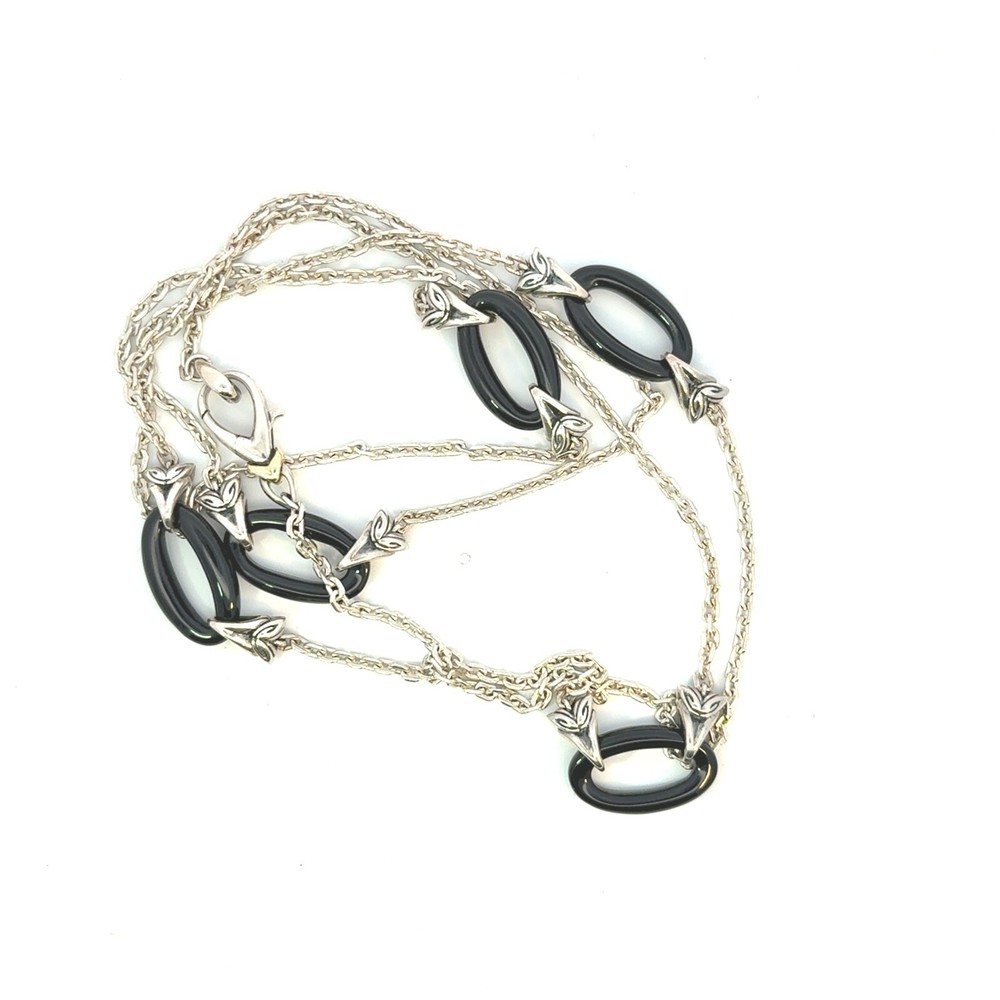 Ann King silver 18k and black onyx necklace