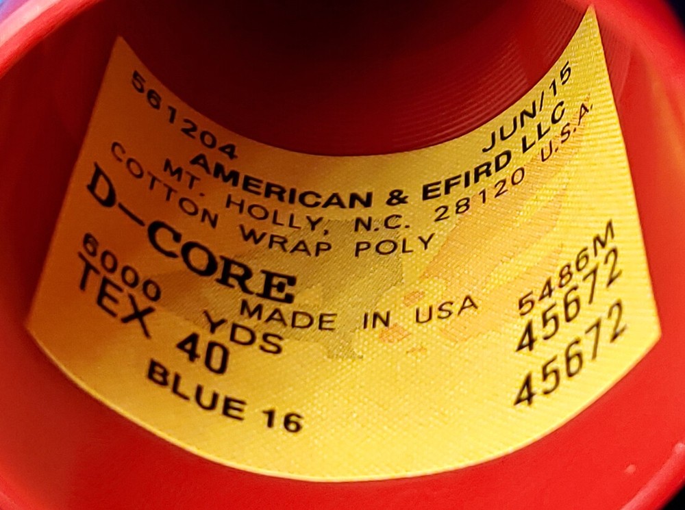 A&E D-Core Cotton-Wrapped Poly-Core Thread - 40 Weight, 6000 yards - Blue 16
