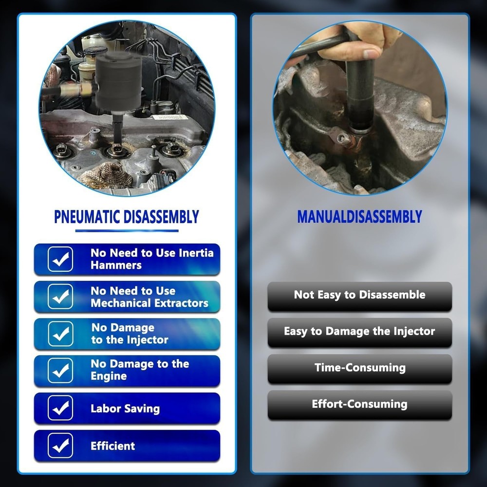 Pneumatic Diesel Vibration Injector Removal Tool Injector Puller Extractor Set