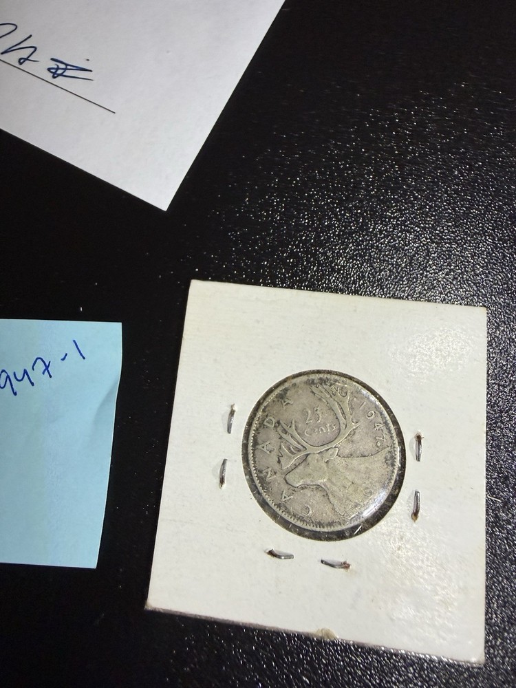 1947 Canada 25 cents Maple Leaf Silver Coin