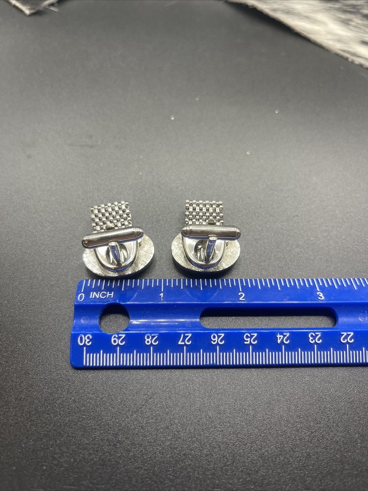Vintage Cufflinks Wrap Around Silvertone #Q52