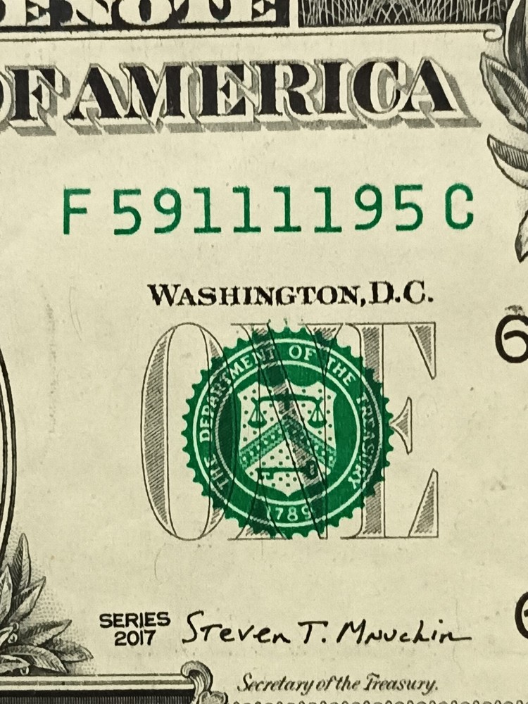 2017 $1 FRN **Super Radar**Ink Error Note!!!
