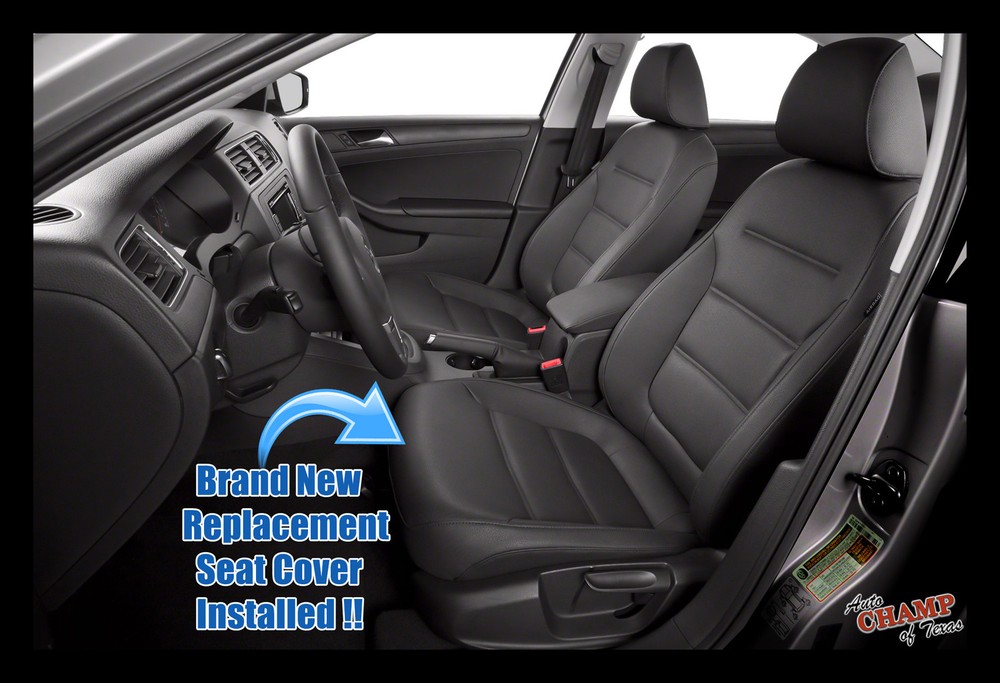 2011-2018 VW Jetta -Driver Side Bottom Replacement Leather Seat Cover Black