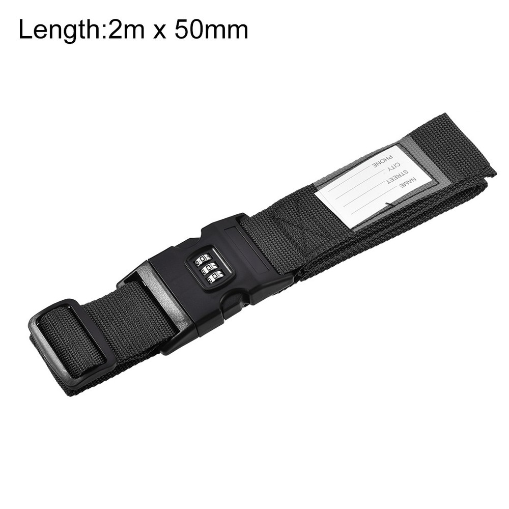 Luggage Strap Suitcase Belt Buckle 2Mx5cm Adjustable PP Packing Accessory Black