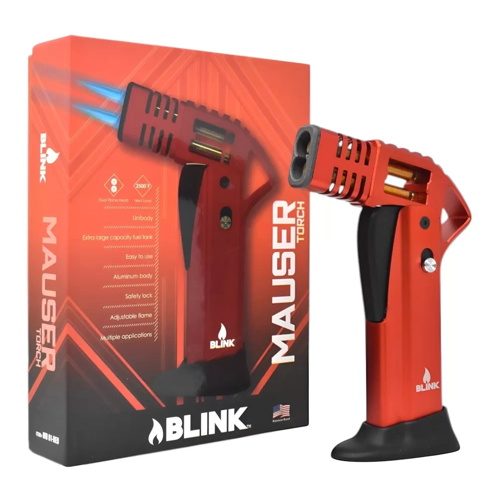 Blink Mauser Adjustable Jet Flame Torch Lighter – Refillable Butane – Assorted