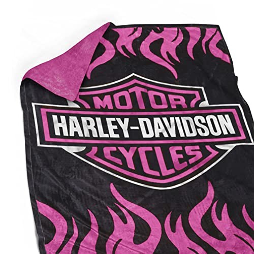 Super Soft Plush Classic Black Harley Davidson Blanket / Throw Full or Queen