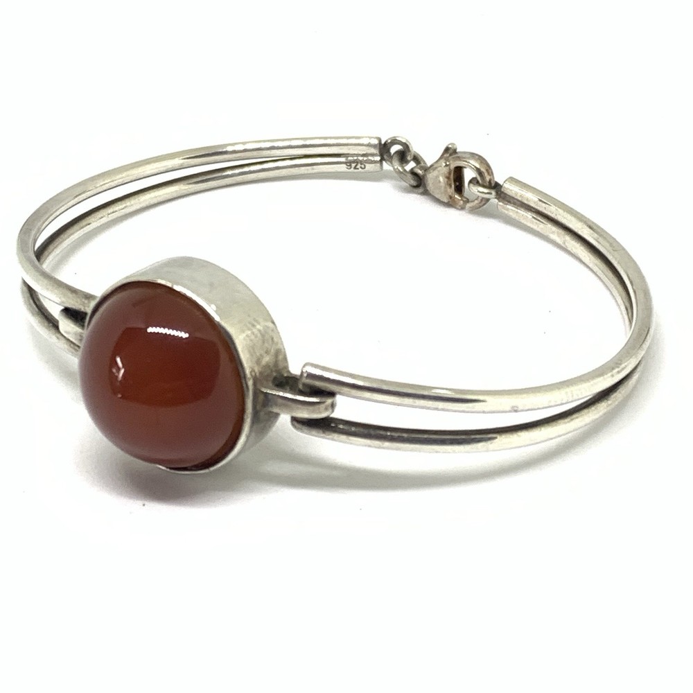 Mid century Silver and Carnelian stone bangle