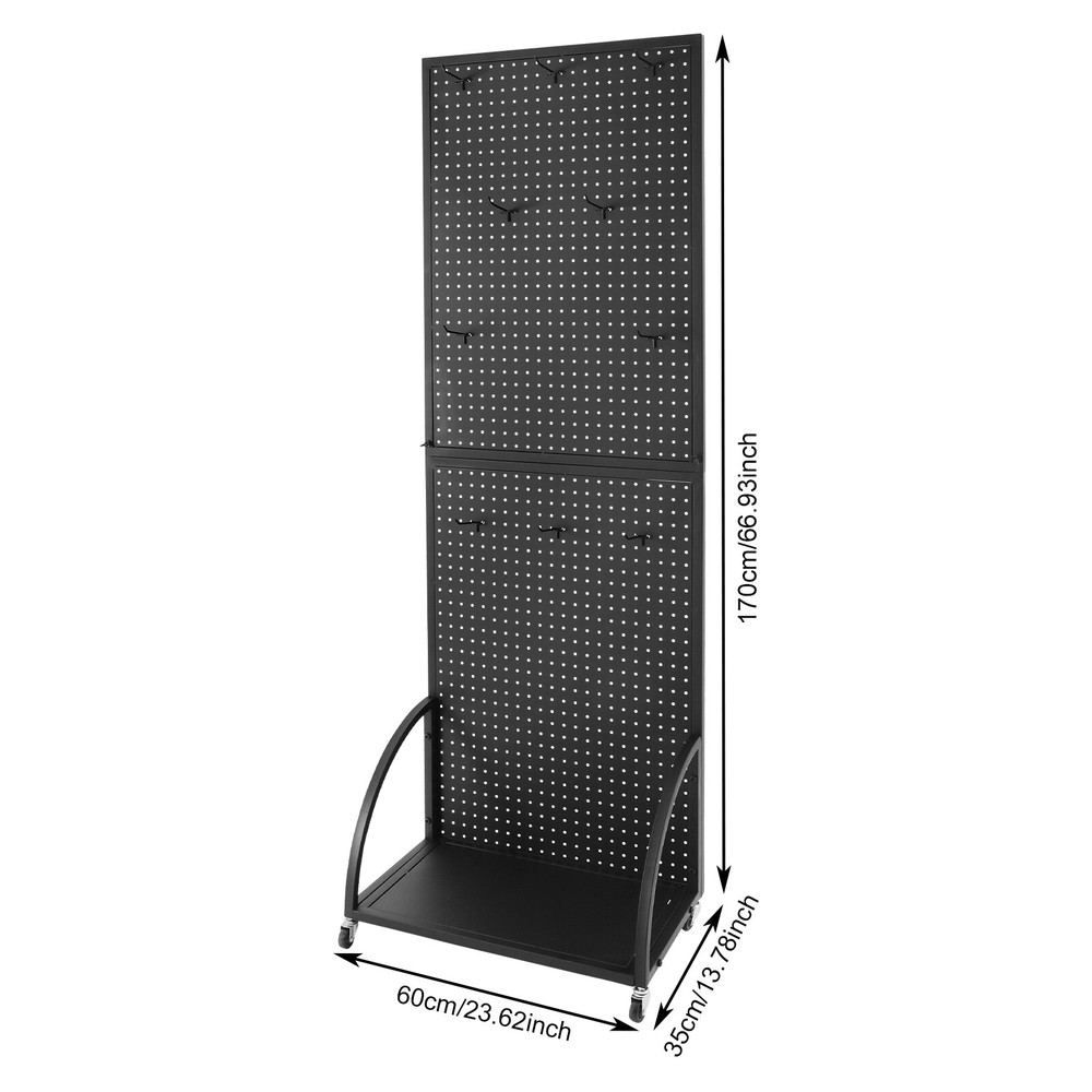 Pegboard Display Stand - Mobile Merchandise Rack with Casters for Retail Use