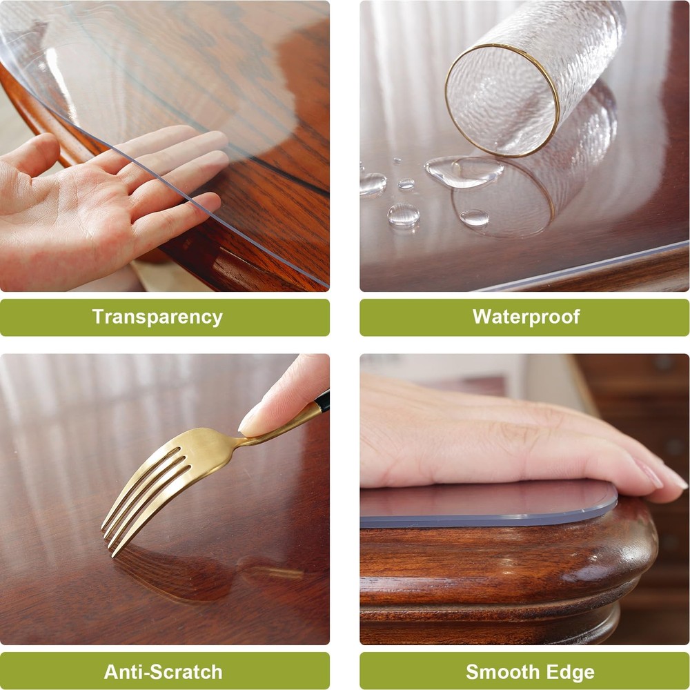 OstepDecor Round Clear Table Protector 48 Inch Thick 48" (Round),