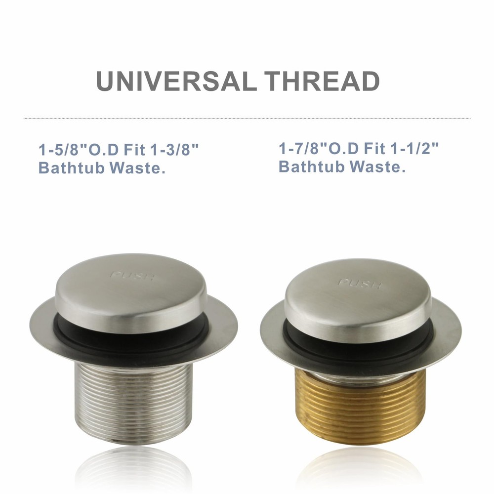 Brushed Nickel Tub Drain Tip-Toe Trim Set Conversion Kit