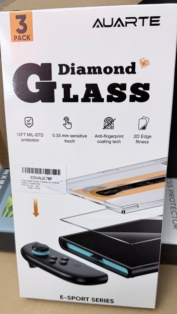 3 Pack Screen Protector Nintendo Switch Tempered Diamond Glass w Alignment Frame