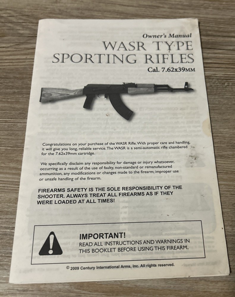 WASR type Sporting Rifles Owner’s Manual