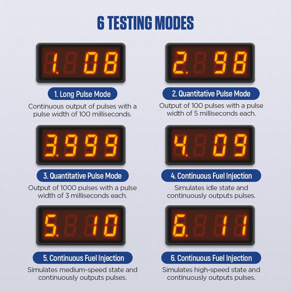 Universal Fuel Injector Tester Adapter 6 Testing Modes DIY Cleaning Tool Kit Set