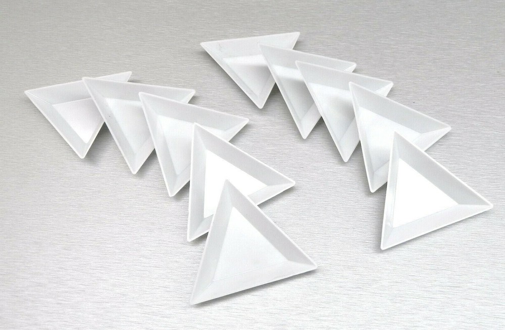 Sorting Trays Plastic Triangular White 10 Pcs Beads Colored Stones Crafts Hobby