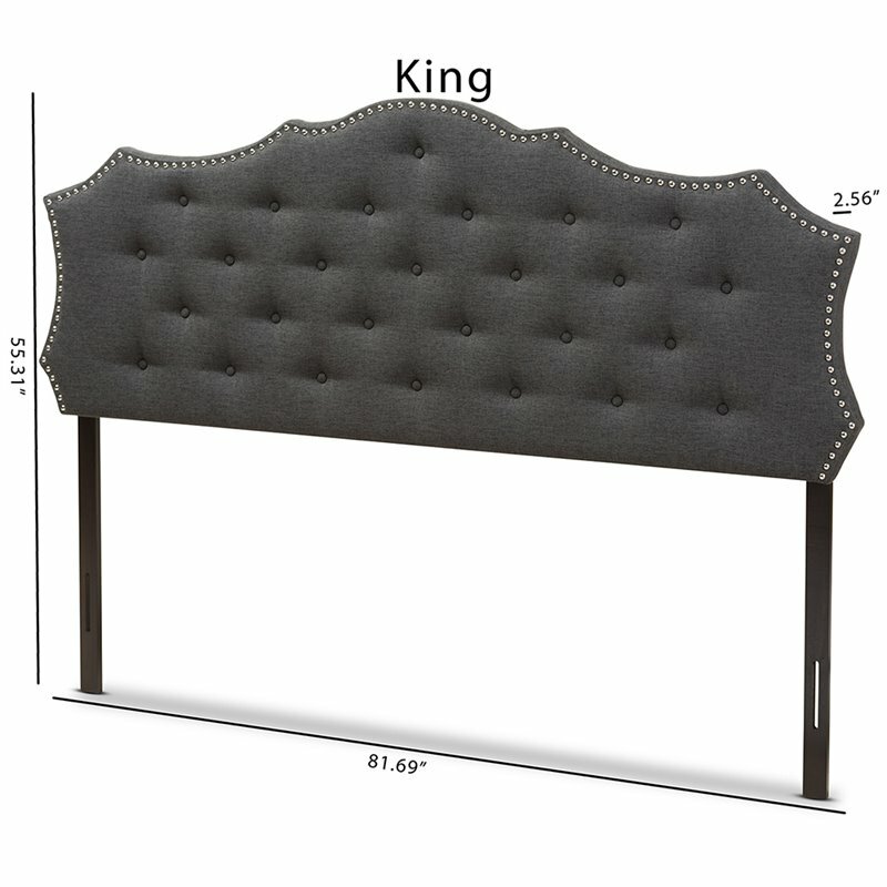 Bowery Hill Modern Fabric Tufted King Panel Headboard in Gray