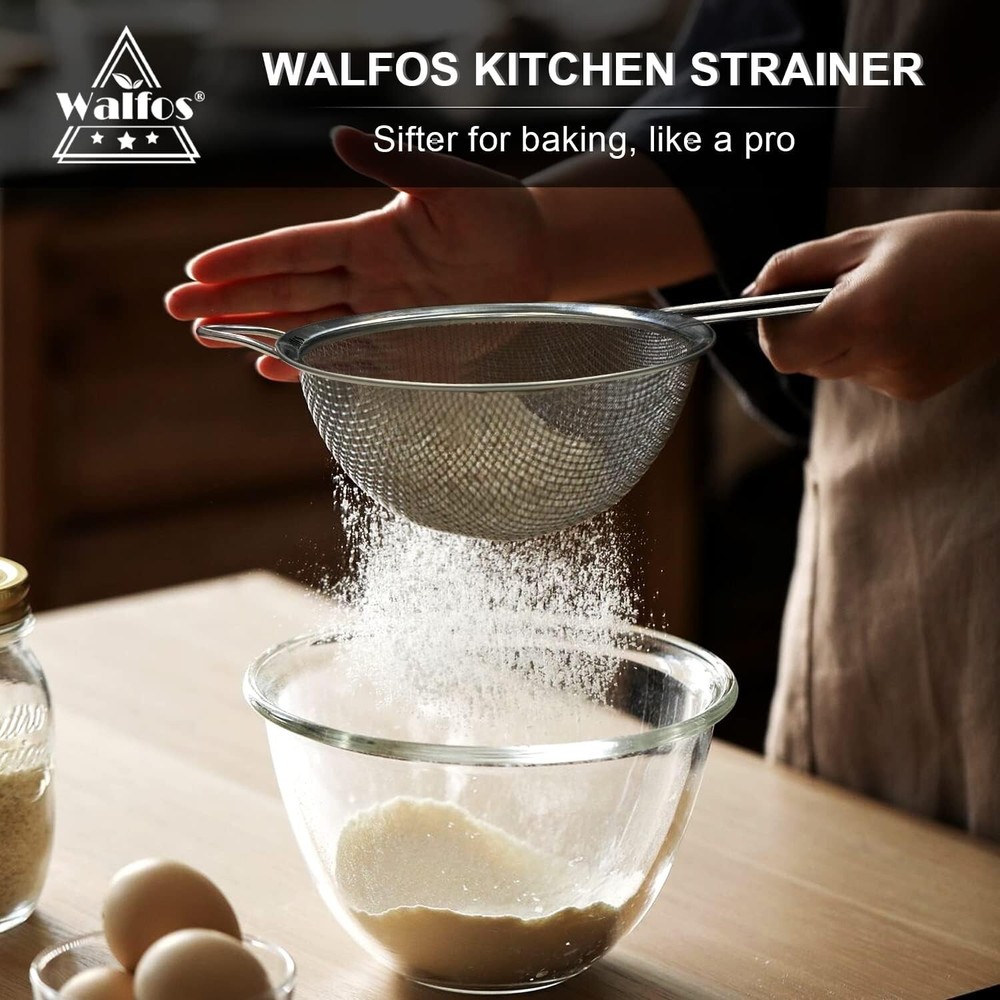 Durable 3-Piece Fine Mesh Strainers with Reinforced Handle for Kitchen Success