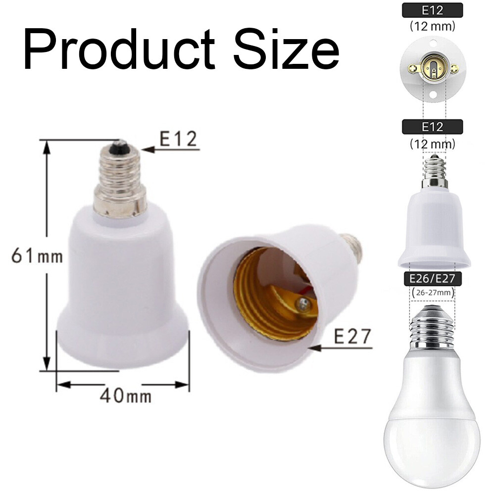 10Pcs E12 To E26 / E27 Socket Adapter Chandelier Converter Light Base Adapter