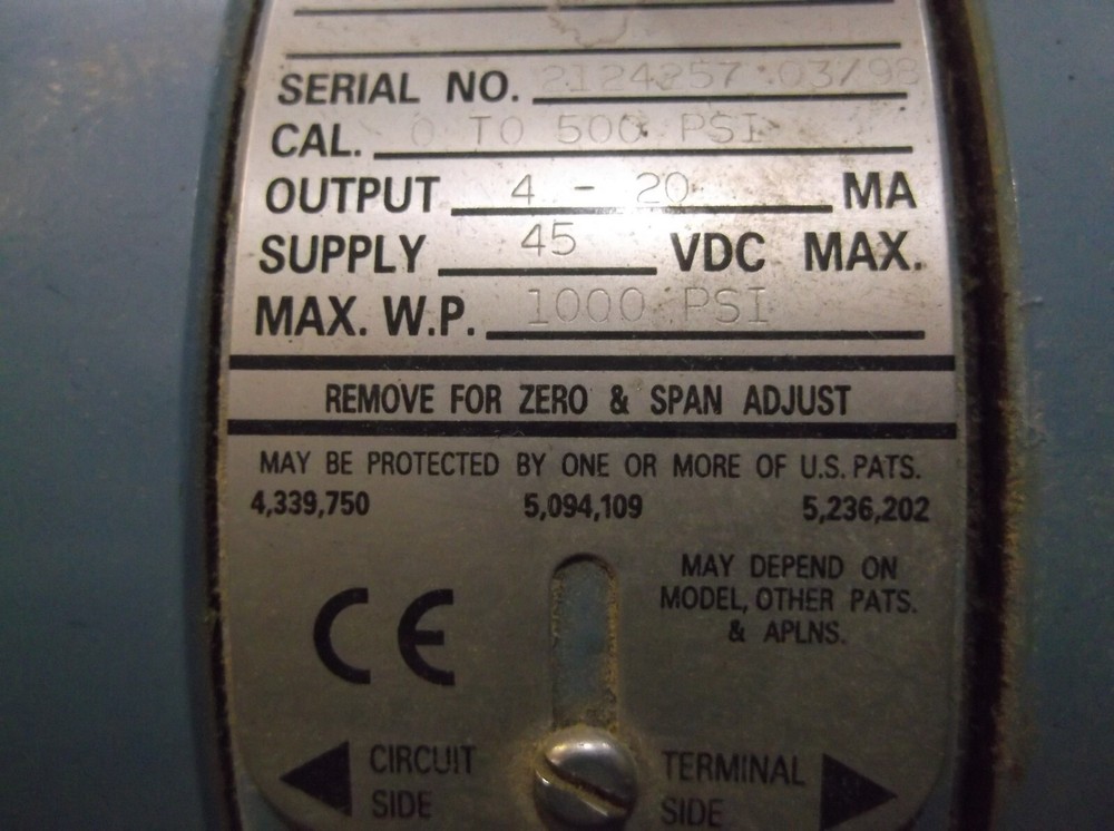 ROSEMOUNT 1151GP8E22B1 PRESSURE TRANSMITTER 1000 PSI MAX WP (815)