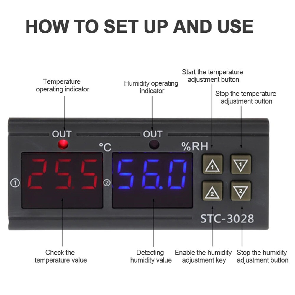 2Pack STC-3028 Dual LCD Digital Thermostat Temperature Controller AC110-220V